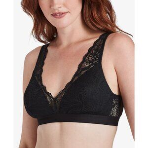 Bali Comfort Revolution Comfy Scallop Lace Wireless Bralette BDF6595 Black XL